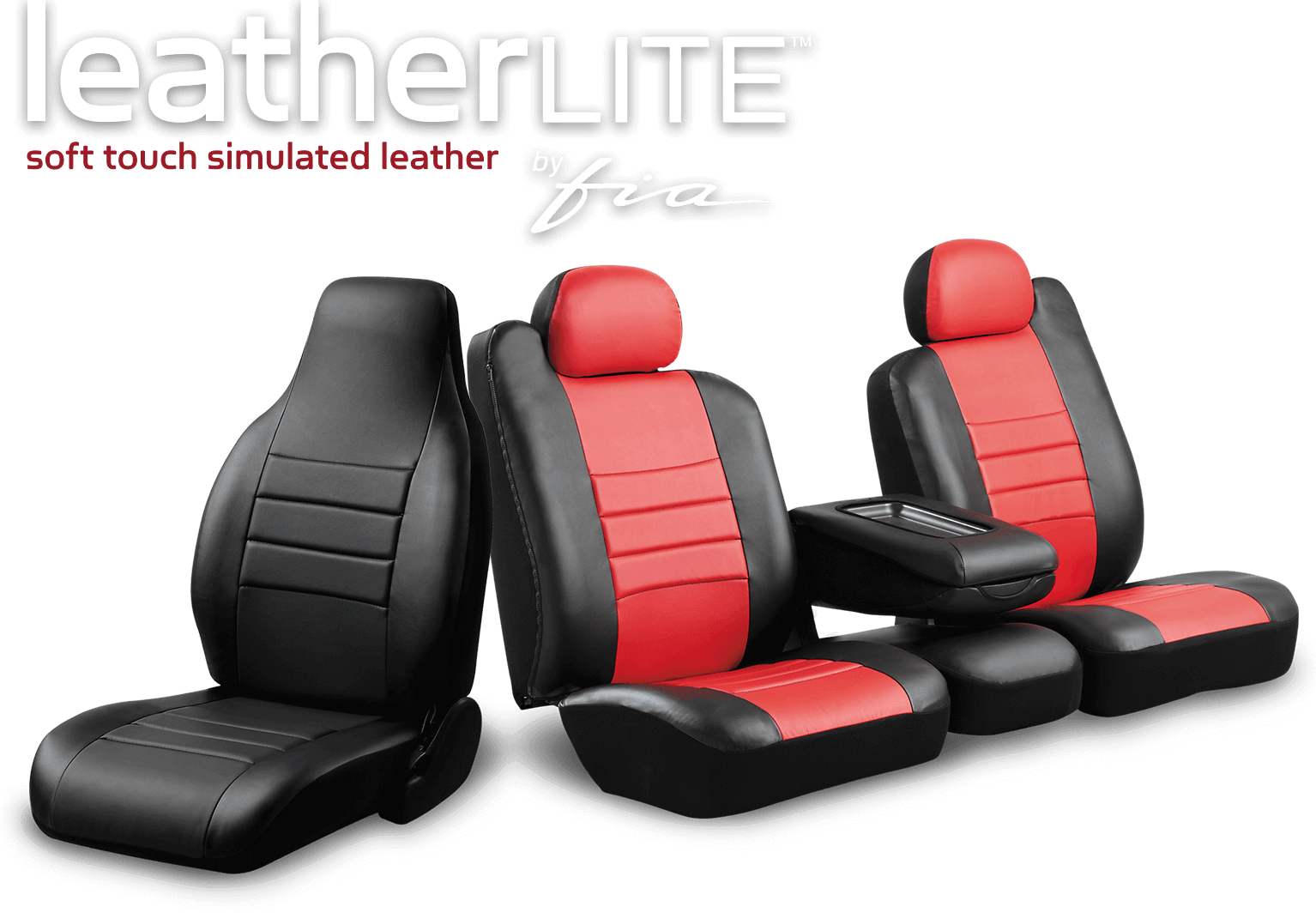 Leatherette FIA SL68-36 RED Custom Fit Front Seat Cover Split Seat 40/20/40 Black w/Red Center Panel 